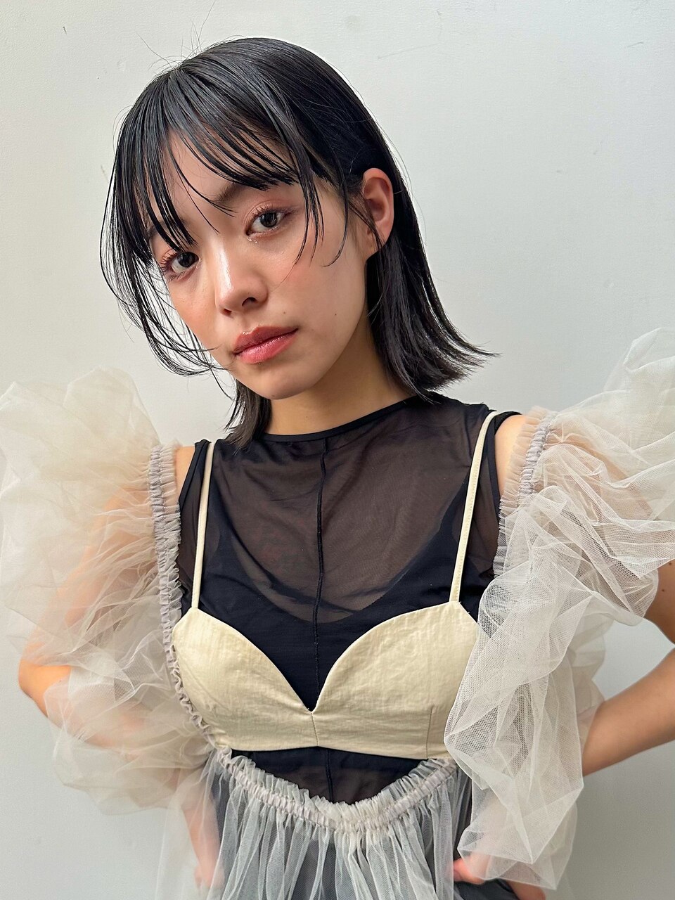 表参道/ピンクベージュ/外ハネボブ/ブリーチなし