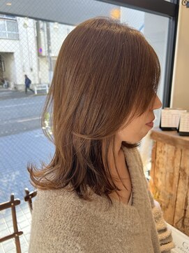30代40代50代外ハネミディアムレイヤー髪質改善カラー