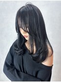 ロング韓国ヘアおくれ毛顔周りレイヤー_F30484