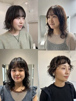 ファイブ ノーヴル カラット(5 Noble ct.)の写真/小顔カットに合うエアリーパーマ。ダメージを抑えて、乾かすだけでふわっと長持ち。