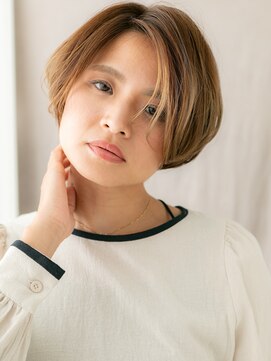 カバーヘア ブリス 上尾西口店(COVER HAIR bliss) ヘーゼルブラウンハイライトマッシュショートボブY上尾20代30代