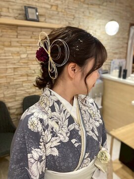 和装/袴/着付け/花かんむり/お団子/シニヨン/編み込み/大人女子