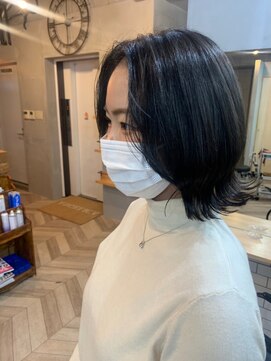 ピンク バイ アンジェリカ 瓢箪山店(PINQ by ANGELICA) #PINQ　#ぷつっとボブ　#タッセルボブ　#ブルーブラック