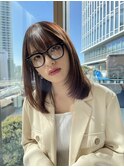 ナチュラルミディアムレイヤー20代30代40代大人可愛いストレート