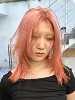 レコ 渋谷(LECO)&nbsp;ウルフフェイスレイヤーカットハイトーンペールコーラルピンク