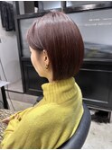 艶色 切りっぱなし タイトボブ 暖色カラー