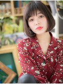 黒髪オリーブグレージュ切りっぱなしボブc6戸田公園20代30代40代