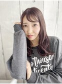 ツヤ感ピンクのAラインミックスカール