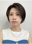 丸みショート・ボブ/丸顔/前髪なし/絶壁解消/20代/30代/長め