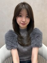髪質改善縮毛矯正レイヤーカット顔周り前髪韓国ミニウルフ/銀座