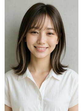 アージュ 久留米ゆめタウン店 アッシュブラウン ミディアム くびれヘア ワンカール