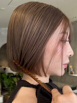 ハウ 心斎橋(how)&nbsp;前髪なしショートボブ透明感カラー夏カラーミルクティーベージュ