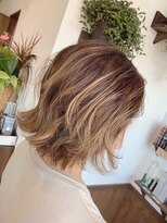 ヘアーサロン プアメリア(Puamelia)&nbsp;20代30代ハイライトカラー透け感×ミルクティーフラッフィーボブ