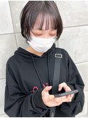 マッシュウルフボブかっこいいアンニュイグレーアッシュ黒髪