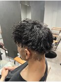 ハイライト波巻きマッシュパーマ束感ショート