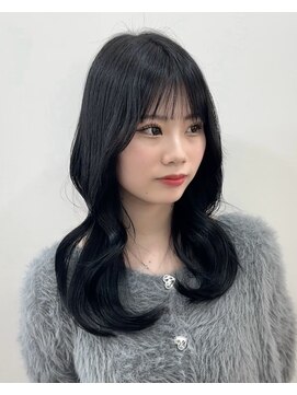 ワン バイ ジエクト(One by The Ect) エアリーロング似合わせカットフルバングパープルブラック