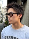 アップバングツーブロックバーバーフェードツイストメッシュ