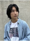 ◎メンズボブウルフメンズミディアムメンズロングワックスなし