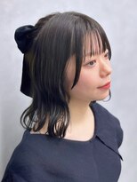 ジエクトクイン(The Ect Q'n) リボンアレンジ/前髪カット/顔周りカット/ダークブラウン/前髪