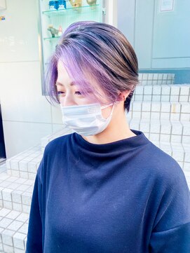 シェーン 仙台駅広瀬通店(schon) 【schon】ラベンダー×ミルクティー×前髪×イヤリングカラー