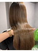 カーキベージュ ニュアンスカラー レイヤーロング