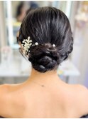結婚式 二次会 お呼ばれ アップスタイル×華やかアクセサリー