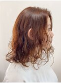 ゆるっとパーマにオレンジカラー!