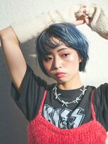 ユー イケブクロ(u Ikebukuro)&nbsp;レイヤーショート/ボブ/ダブルカラー/ブリーチ/ブルー/青
