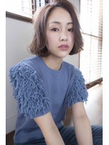 ヘアデザイン ソラ(Sola)&nbsp;フリンジボブ 毛先カール×かきあげ前髪×ハイトーングレージュ