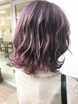 グラム 岡崎南店(gram) ケアブリーチ＿くすみパープル＿外ハネミディアム＿髪質改善＿98