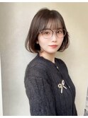 ココアブラウン　タンバルモリ　ショートボブ