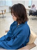 艶髪ラベンダーブラウン×ゆる巻きミディアム