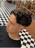 スパイキーショートブルーブラックフェザーパーマサーフカールR