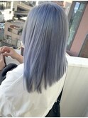 アイスブルーアッシュカラーブリーチダブルカラーブルーシルバー