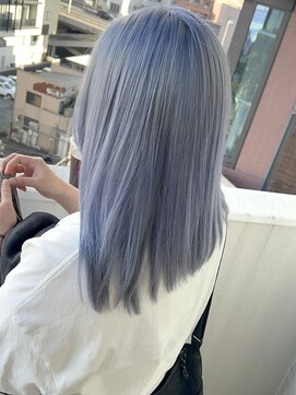 ユウル 横浜(juhl.) アイスブルーアッシュカラーブリーチダブルカラーブルーシルバー