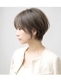 【春の耳かけショートボブ】小顔カット×透けるグレージュカラー