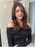 2914透明感ミルクチョコレートダークアッシュ波巻きスローカラー