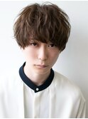 ナチュラルマッシュショートアッシュメンズツーブロックパーマ