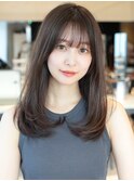 こなれ小顔前髪 くびれレイヤーイメチェンショコラブラウン