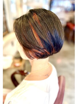 サーティエイト(38) インナーカラーえりあし美人 ショートボブ/カット/ボブ/髪質改善