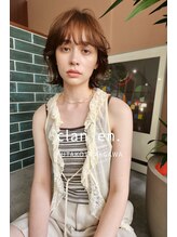 クラン エン バイ ヘッドライト 二子玉川店(clan en. by HEADLIGHT) 二子玉川/オレンジベージュ/外はねくびれボブ