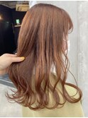 オレンジベージュ　ナチュラルハイライト　ケアブリーチ