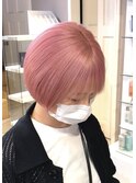 ツヤハイトーンピンク×ショートボブ