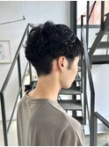 毛流れ重視☆無造作くるくるパーマ ツーブロック刈り上げ
