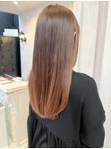福山髪質改善ストレート美髪艶髪ダメージレスオレンジブラウン夏