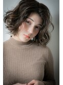 グレージュアッシュ小顔かきあげボブパーマv川口20代30代40代
