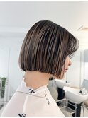 アンブレラカラーハイライトボブバレイヤージュホワイトブリーチ