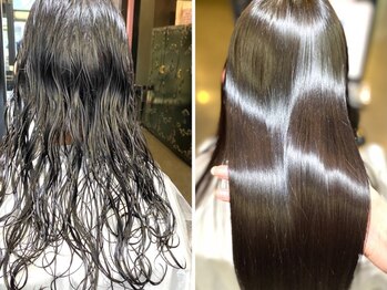 アンリップ ジー(salon unripＧ)の写真/《極上酸性縮毛矯正》プロの見極め力と丁寧&高度な技術で大満足☆とろけるツヤと指通りを体感して…♪
