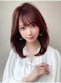 2wayバングでイメチェン顔まわりレイヤーのくびれヘアが人気