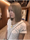 ミルクティーブロンド/ダークブルー/デジタルパーマ/本厚木